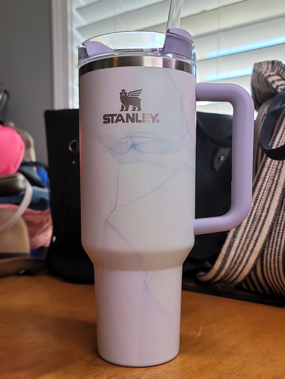 Stanley ☆ Purple Marble, 40oz Travel Tumbler with Handle